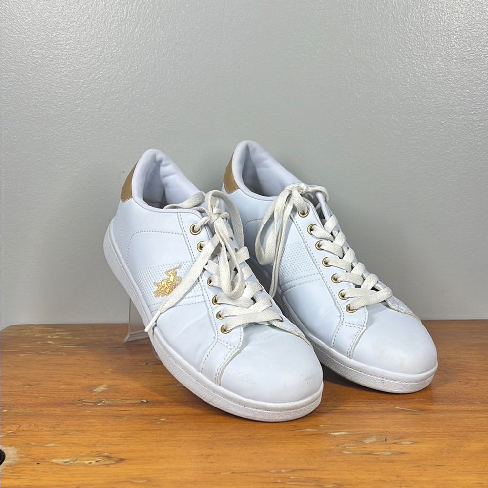 U.S. Polo Assn. White and Gold Sneakers
